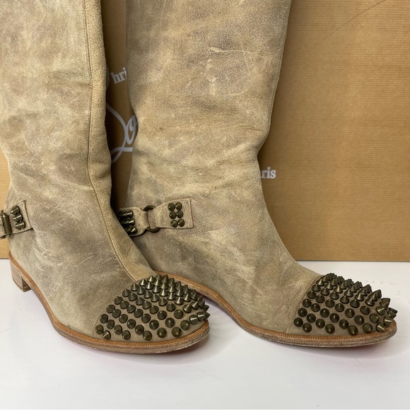 CHRISTIAN LOUBOUTIN Spiked Boots “Flat crosta” - Picture 12 of 13